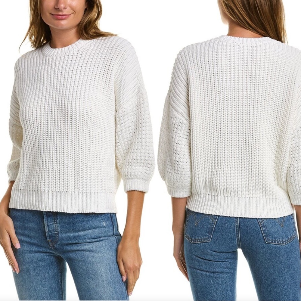 Cotton By Autumn Cashmere Shaker Rib Sweater In Navy Size Large